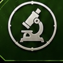 Icono del tema del Día 3: un microscopio, representando Investigación / Componentes de Combatiente